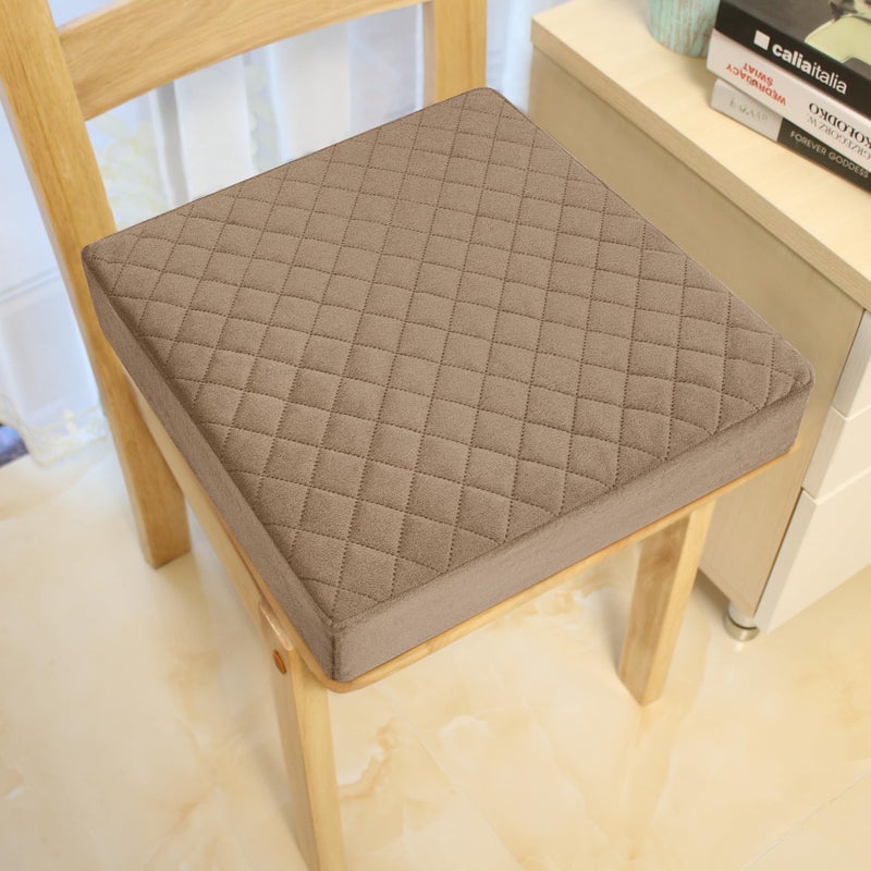 COMFORTANZA Medium-Soft 16x16x3 Memory Foam Seat Cushion for Kitchen, Dining, Office Chairs, Cars - Washable Velvety Cover with Waterproof Layer & Non-Slip Base - Comfort & Back Pain Relief - Brown - Image 2